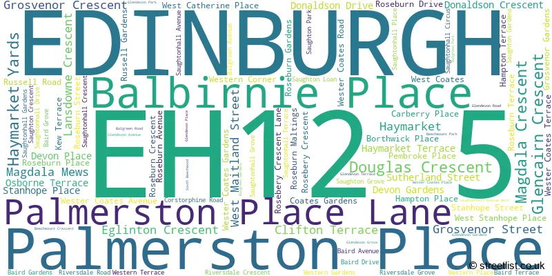 A word cloud for the EH12 5 postcode